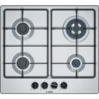 Bosch Serie 4 PGH6B5B60 Einbau-Gaskochfeld, schwarzer Stahl, 4 Brenner