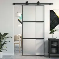 vidaXL Drzwi przesuwne czarne 90x205 cm szkło hartowane i aluminium