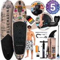 Bluemarina SUP Board Tiki | Stand Up Paddle - Aufblasbar mit Pumpe - Rucksack - 3 Finnen-System - Drop Stitch - Bis 140 Kg (325x86x15cm / 10'8")