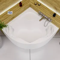 ECOLAM Badewanne Eckbadewanne SELMA 140 x 140 cm + Acrylschürze + 2 Kopfkissen Mare Eckwanne Acrylwanne symmetrisch Acryl weiß Ablaufgarnitur Viega