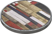 BRASIL | Gastro Tischplatte | Ø 80 cm | Vintage Bunt | Chrom Rand | Rund | Gastro Tischplatte