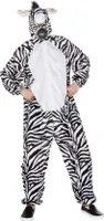 O7256-48-52 weiß-schwarz Damen Herren Zebra Kostüm Overall Gr.48-52