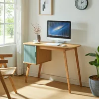 Schreibtisch ‘Tysvær’ mit Schrankteil und einer Tür 75 x 105 x 48 cm Bambus / Blau