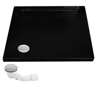 Rea Duschtasse Savoy 90X90X6Cm Black + Siphon