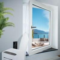 ECD Germany okenné tesnenie pre mobilné klimatizácie, sušičky vzduchu, sušičky vzduchu, 400 cm Hot Air Stop na pripevnenie na okná strešné okná, nevyžaduje vŕtanie otvorov