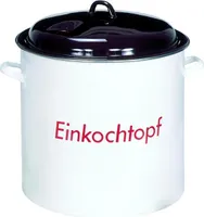 culinario Emaillierter Einkochtopf mit Metalldeckel, 28 Liter, Ø35 x H30cm, für alle Kochfelder geeignet, Thermometer-Öffnung, Einkocher für Marmelade