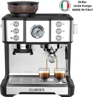 KB-ELEMENTS Siebträgermaschine mit Mahlwerk, Espressomaschine mit Mahlwerk, 20bar, Dual-Boiler-Heizsystem, ELK201CS