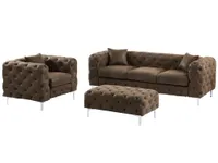 Chesterfield-Couchgarnitur 3+2 - Mikrofaser - Vintage-Leder-Optik - EDWINA