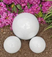 3er Set Dekorationskugel 30-15-15 cm aus Edelstahl weiß poliert Dekokugel