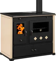 EEK A+ Kaminofen mit Backfach und Herdplatte mit Glaskeramik Pracktik Lux Ivory Holzofen 9,5 kW Kamin Ofen Dauerbrandofen Werkstattofen Schwedenofen Hüttenofen Heizofen