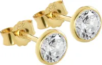 Paar 5,3mm Ohrstecker Gelbgold 375 Gold Ohrringe 9 Karat Zirkonia Weiß 2607
