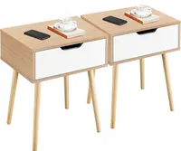 Nachttisch 2Er Set Beistelltisch Nachtkommode Mit Schublade Holzbeine Sofatisch Nachtschrank Boxspringbett Nachtkommode Für Schlafzimmer/Wohnzimmer, Hellbraun – Hellbraun