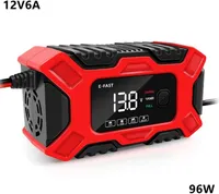 Autobatterie Ladegerät 6-Amp, 12V Smart Vollautomatisches Batterieladegerät Erhaltungsladegerät für Auto LKW Motorrad Rasenmäher Boot Marine