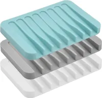 3 Stück Silikon Seifenschale Dusche, Kreative Selbstleerend Silikon Dusche Seifenschale Seifenhalter Seifenablage, Seifenkiste Seifen Box Für Seife Scrubber Schwämme