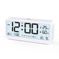 Multifunktionale Digitaluhr, LED-Helligkeit, einstellbare Temperatur und Luftfeuchtigkeit, Zwei-Modus-Alarmanzeige