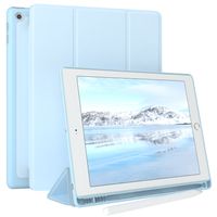 EAZY CASE Smartcase mit Touchpen Halterung kompatibel mit Apple iPad 2018 / 2017 (6./5. Gen.) Tablet Hülle mit Standfunktion, Schutzhülle, Klapphülle, Eis Blau