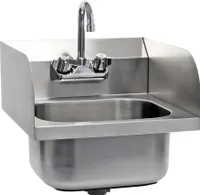 XPOtool Edelstahl Gastro Waschbecken mit quadratischem Innenbecken, 3-seitigem Spritzschutz zur Wandmontage für Gastronomie Küche Werkstatt