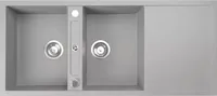 Doppel Becken Küchenspüle 2 Becken Spüle Granitspüle Grau  Küchenspüle Granit Siphon Einbauspüle Spüle ,SQ 1160x510-GRAU-Doppel