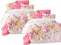 aboutyourhome bettwäsche Bettwäsche Baumwolle 135x200 80x80 Set 2tlg. 4tlg. Blumen Rosa Weiß, 4tlg.