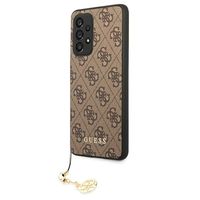 Guess 4G Charms Collection Hardcasse Hülle Cover für Samsung Galaxy A53 5G Braun