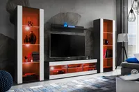 Komodee | Sada Nábytku do Obývacího Pokoje Tivoli Grande, Korpus Černý Matný Přední Část Bílý Matný, LED RGB