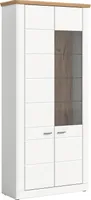 Vitrine - 94 x 205 cm - 2 Türen - Nox Eiche Nachbildung - Weiß matt