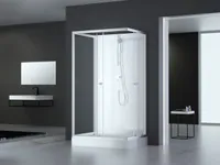 Dusche Komplett MARWELL Komplettdusche Fertigdusche White Dream 80 x 110 x 200 cm –  Komplett Set inkl. Duschwanne und Armatur - reversibel aufbaubar