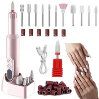 OKWISH Maniküre Set Kabelloser elektrischer Nagelbohrer, tragbare professionelle wiederaufladbare Nagelfeile, mit Nagelbohrer, Nagelpolierer, Rosa