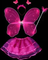 Kostüm FEE SCHMETTERLING Rock Flügel 4 tlg Fairy Fasching Karneval Mädchen pink