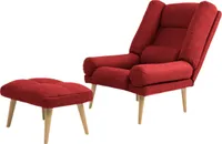 Liegesessel Sessel Relaxsessel Lola mit Fußhocker Rückenlehne 5-stufig einstellbar Farbe: Falcone 35 – rot