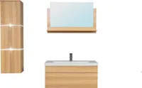 HOME DELUXE - Badmöbel-Set - WANGEROOGE BIG Holz - Large - inkl. Waschbecken und komplettem Zubehör - Breite Waschbecken: ca. 80cm I Badezimmermöbel Waschtisch Badmöbelset