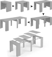 Konsolentisch Dboc, Ausziehbarer Esstisch, Tisch mit Mehrzweckverlängerungen, die auf bis zu 10 Sitzplätze erWeißert werden können, 51/237x90h78 cm, Beton