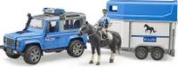 Bruder 02588 - Land Rover Defender Polizeifahrzeug, Pferd und Polizist