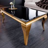 Eleganter Couchtisch MODERN BAROCK 100cm schwarz Opalglas goldene Beine