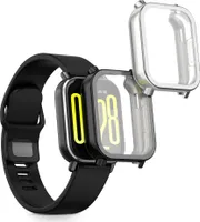 kwmobile 2x Schutzhülle kompatibel mit Xiaomi Redmi Watch 5 Active Hülle - Fullbody Cover Set aus Silikon - Schwarz Silber
