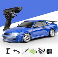 LDRC 1899 RTR 1/18 RC Drift Car GTR R34 2.4GHz 10km/h Ferngesteuertes Auto On-Road Rennmodell Kinder Spielzeug, Blau LD1899B