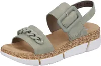 Rieker Damen Sandale Klettverschluss Slingback Kettenelement V2350, Größe:42 EU, Farbe:Grün