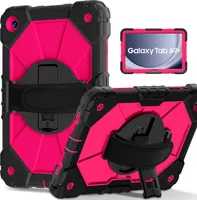 Pouzdro pro Samsung Galaxy Tab A9 Plus /Tab A9+ 11" 2023, pouzdro na tablet s 360° otočným popruhem na ruku a stojánkem černé Růžový