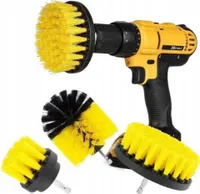 LUXTOM | Bürstenaufsatz Bohrmaschine Set, 3 Stück, Gelb, Reinigung Bürste, für Felgen, Fliesen, Küche, Böden, Auto, Reinigungsbürste