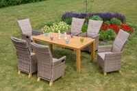 Merxx Toskana Set 13tlg. - 6 Hochlehnersessel inkl. Kissen, 1 Tisch - Farbe: weiß - Maße: Sessel:65,5x59/87x110 Tisch: 185 x 90 x 75 cm; 6x 28401-211 + 1x 23135-011