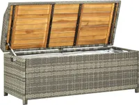 vidaXL Gartenbank mit Stauraum 120 cm Poly Rattan Grau