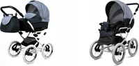 BabyLux® Margaret White | Kočárek 3v1 Bambimo | Magic grey | Kombi kočárek set