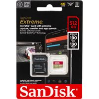 KARTA PAMIĘCI SANDISK EXTREME microSDXC 512 GB 190/130 MB/s A2 C10 V30 UHS-I U3