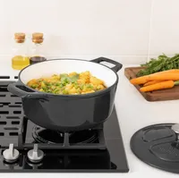 Navaris Gusseisen Topf - Gusseisen Bräter - Kochtopf 3,5l - Ø 24cm Schmortopf mit Deckel - Brotbacktopf - Brattopf - Für alle Speisen und Kochflächen
