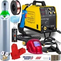 Magnum MIG 220 W IGBT - 200A Fülldraht und Schutzgas Schweißgerät MIG MAG mit Fahrwerk - MMA und Lötschweißen - Set Professional-Plus
