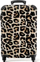 NoBoringSuitcases.com Kufor na príručnú batožinu z tvrdej škrupiny 55x35x20 cm, 36L, potlač pre ženy: Béžová, čierna - potlač pantera, cestovný kufor so 4 kolieskami