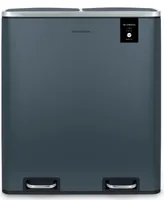 Les Collectors Treteimer N°906 Fassungsvermögen 60 L, 2 Fächer 30 L, Widerstandsfähig, Küche, Herausnehmbare Eimer, Recycling, Mülltrennung, Geräuschloser Deckelverschluss, Blaugrau