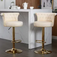 LVHOM Barhocker 2er Set mit stufenloser Höhenverstellung, Barstuhl 360° drehbar,  Tresenhocker Küchenhocker Küchenstühle, Beige