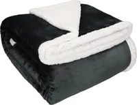 Betz Luxus Flanell Sherpa Kuscheldecke VERONA 150x200 cm Wohndecke XXL  Farbe: graphit