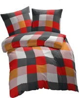 ETÉREA Bettwäsche Set 4-teilig Kariert - 100% BAUMWOLLE - 2x Bettbezug 135x200cm + 2x Kissenbezug 80x80cm - Bettwäsche 135x200cm Multicolor 4 teilig - Natürlich Weich -